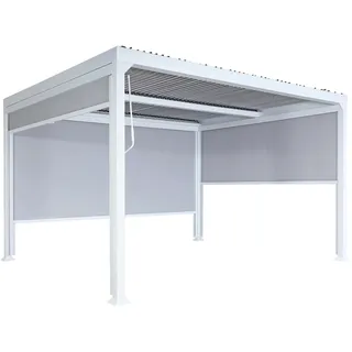 Mendler Alu Pergola HWC-L41 3,68 x 3,7 m inkl. 3 Seitenteile Weiß