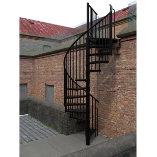 Minka Außentreppe Rondo Zink Ø 120 cm Schwarz Geschosshöhe bis 305 cm