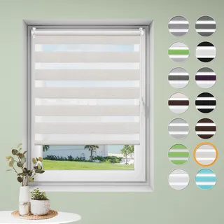 Rollos für Fenster ohne Bohren Doppelrollo Klemmfix ohne Bohren B60 x H210cm-Stoffbreite 56cm Leinen Fensterrollo innen ohne Bohren Klemmrollo Rollo Springrollos Seitenzugrollo Sonnenschutz