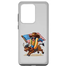 Hülle für Galaxy S20 Ultra Funny Hotdog Amerikanische Flagge USA Riding Bull 4. Juli Rodeo