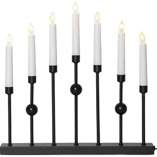 Star Trading Fensterleuchter Gustavo - Elektrischer Adventsleuchter mit 7 Kerzen, Skandinavisches Design, Schwarz, 37 cm, E10, fur Fensterbank