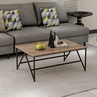 Homemania M.M.01.01.09.01925 Niedriger Kaffeetisch Hayes Wohnzimmer aus Holz, Metall, 90 x 60 x 38 cm