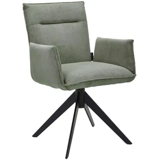 Johann Jakob Armlehnstuhl , Waldgrün , Metall, Textil , Stativgestell , 59x87x62 cm , Stoffauswahl, Typenauswahl, Sitzfläche 360° drehbar, automatische Rückholfunktion , Esszimmer, Stühle, Polsterstühle