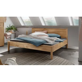 Home Affaire »Huven Doppelbett, Holzbett« braun (eiche natur), B:145cm H:90cm L:146cm, Betten, Massivholzbett, Massivholz, Skandinavisches Design, Robust, stabil, FSC zertifiziert,