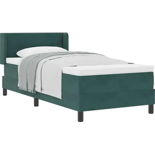 vidaXL Boxspringbett mit Kopfteil Dunkelgrün 190 x 90 cm Samt - Grün