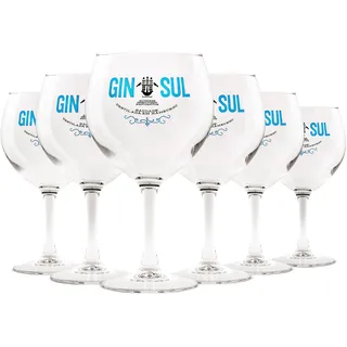 Gin Sul Gingläser 6er-Set - Gin-Tonic-Ballon-Gläser mit Aufdruck - Hochwertige, spülmaschinenfeste, bauchige Copa-Gläser für Drinks, Aperitifs, Cocktails - 19,5 x 10,9 cm - 620 ml