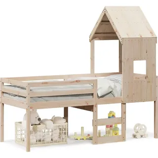 vidaXL Hochbett mit Dach 80x200 cm Massivholz Kiefer - Braun