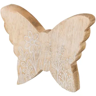 levandeo Aufsteller Schmetterling Holz 18x15cm Mango Blumen Natur Tischdeko Frühling Deko Osterdeko Figur