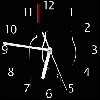 Wallario Design Wanduhr Rotwein bei Nacht aus Echtglas, Größe 20 x 20 cm - Rot