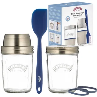 Kilner Sauerteig-Herstellungsset, 350 ml & Blau, Silber, Transparent