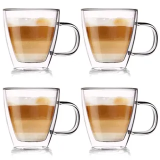 orion group Thermogläser 180 ML 4 Stück Set Kaffeegläser Teeglas Kaffeeglas | Doppelwandiges Doppelwandige Gläser Thermoglas Für Kaffee Latte Cappuccino Tee