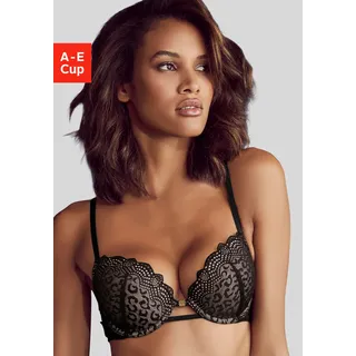 Push-up-BH JETTE, Damen, Gr. 75, Cup D, schwarz, Spitze, Obermaterial: 50% Polyamid, 35% Polyester, 10% Elasthan, 5% Viskose, BHs Push-up-BH, mit aufregender Leo-Spitze, sexy Dessous
