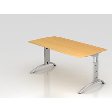 Bild Savona höhenverstellbarer Schreibtisch buche rechteckig, C-Fuß-Gestell silber 160,0 x 80,0 cm