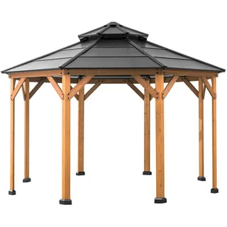 Xxxl Pavillon , Holz , Zeder , 396x318x396 cm , wetterfest , Gartenmöbel, Loungemöbel