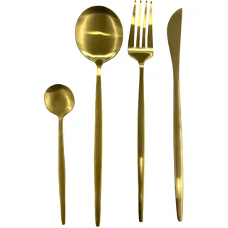 HOME DECO FACTORY, KA0592, 24-Piece Gold Cutlery Set, elegant and Durable in Stainless Steel, ideal for All Occasions, Easy to Maintain, Perfect as a Gift Size: 24 Pieces, Gold