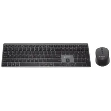 Gembird Backlight Pro Business Slim wireless desktop set - keyboard and mouse set - QWERTY - US - black - Tastatur & Maus Set - Englisch - US - Schwarz