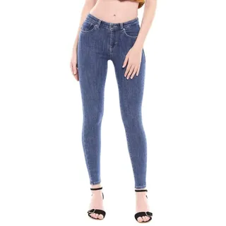 Only Power Mid Push Up Skinny Fit Jeans, Dark Blue Denim,