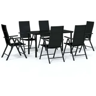 vidaXL 7-tlg. Garten-Essgruppe Schwarz - Schwarz