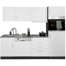 Bild von MÖBEL Küchenzeile »Paris«, mit E-Geräten, Breite 230 cm, wahlweise mit Induktionskochfeld, weiß
