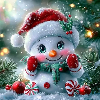 MAXBYE Diamond Painting Erwachsene, Christmas 5D Diamond Art Komplett Set DIY Diamant Bilder Anfänger, Schneemann Runde Diamant Bilder Kristall Kreuzstich Für Home Wall Weihnachten Decor 30x40cm
