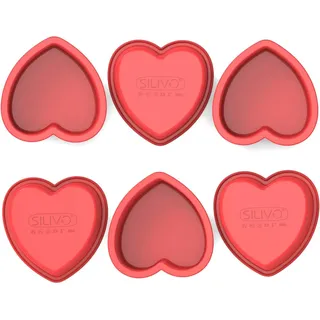 SILIVO Silikon Herz Backform Klein 10cm, 6 Stück Herz Backformen Klein, Antihaft Mini Herzform Backform, Mini Silikonform Herzbackform für Herzkuchen, Pudding