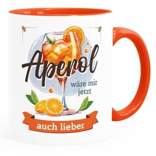 MoonWorks® Tasse mit Spruch Aperol wäre mir jetzt auch lieber Büro Alkohol Geschenk Freundin Kollegin weiss-innen-orange standard