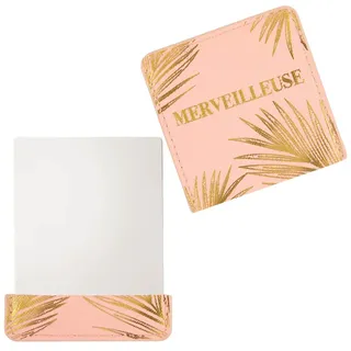 DRAEGER PARIS 1886 | Wunderbarer Taschenspiegel mit rosa Hülle | quadratischer Spiegel, tragbar, 8 x 8,5 cm, für Make-up | Geschenkidee für Frauen: Geburtstag, Weihnachten, Freundin | schickes und