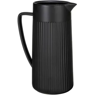 Karaffe "REFIA", schwarz, B:16,5cm H:22cm T:10,5cm Ø:10,5cm, Steinzeug, SCHÖNER WOHNEN-KOLLEKTION, Karaffen, Karaffe, Keramik Krug, 1,25l mit eleganter Rifferlung