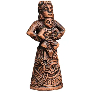 Dryad Design Frigga Figur – Kleine Statue nordische Göttin der Liebe & Ehe – Wikinger Home Decor Figur (Holz-Finish)