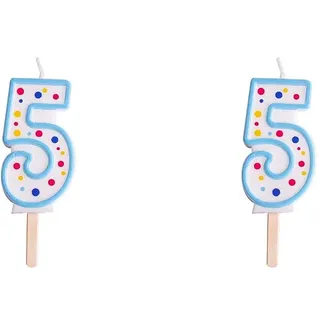 PME CA065 Kerze, Blau, Nummer 5, Kunststoff, Blue, 4 x 1 x 6.3 cm (Packung mit 2)