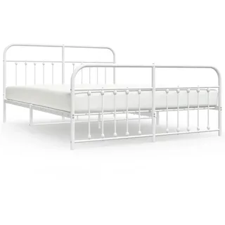 vidaXL Bettgestell mit Kopf- und Fußteil Metall Weiß 160x200 cm - Weiß