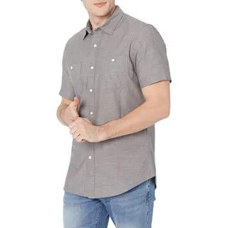 Amazon Essentials Chambray-Hemd für Herren, kurzärmelig, Dunkelgrau, Größe XXL