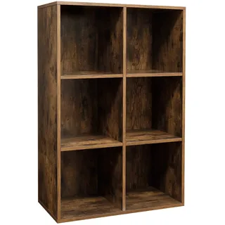 VASAGLE Bücherschrank, Bücherregal, mit 6 Fächern, Büroregal, Würfelregal, Standregal, für Wohnzimmer, Schlafzimmer, Büro, Kinderzimmer, vintagebraun LBC203BX
