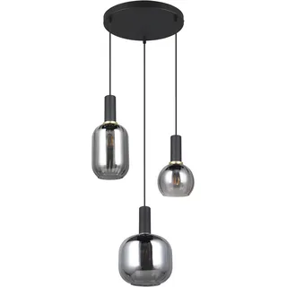 Trio Pendelleuchte Diva 319830332, Metall Schwarz matt, Glas Chrom bedampft, exkl. 3x E27