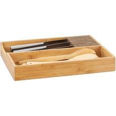 Bild Messerhalter Bambus, Schubladeneinsatz für Messeraufbewahrung, Schubladenorganizer, HBT: 6,5x38x30cm, natur