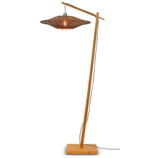 Good & Mojo Stehleuchte Naturfarben & 176 cm, LED-Leuchtmittel austauschbar, Lampen beige Natur, Holz, Bambus, I H.176cm/Schirm I 60x15cm I nat./bl. I M