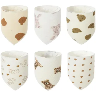 Vicloon Muslin Baby Lätzchen, 6 Stück Dreieckstuch Baby Musselin Halstuch, Super Saugfähige Bio-Baumwoll Halstuch Baby, Dreieckstuch Baby Junge, Baby Verstellbare Baby Lätzchen für Junge und Mädche