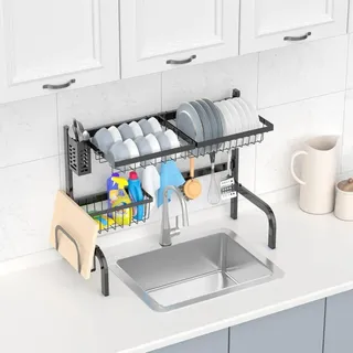 Adjustable Over-Sink Dish Drying Rack, 2-Tier, 53-99 cm