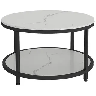Vicco Couchtisch Ontario Marmor Weiß 80 x 80 cm Rund