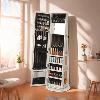 Schmuckschrank , Eiche Bianco , Glas, Holzwerkstoff , 155 cm , Kleinmöbel, Schmuckkästchen & Schmuckschränke