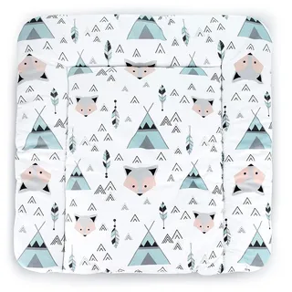 Balbina Wickelunterlage Wasserdicht Wickeltischauflage Wickelauflage baumwolle 85x75 cm Fuchs Tipi Mint