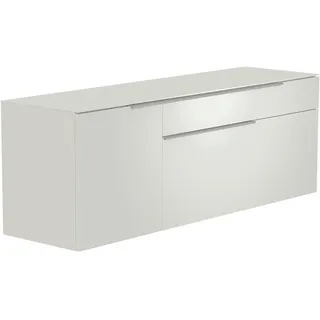 Moderano Lowboard , Weiß, Alufarben , Metall , 3 Fächer , 1 Schublade(n) Schubladen , 160x65x45 cm , Typenauswahl, Beimöbel erhältlich, hängend, Abdeckplatte aus Glas , Wohnzimmer, TV Möbel, Lowboards, Lowboards hängend