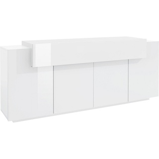 INOSIGN Sideboard »Coro, Kommode, Schrank, Kredenz, grifflos mit Einlegeböden«, 1 klappe,4 Türen, Doppeltiefe, B/T/H 200x45x85,6cm, weiß