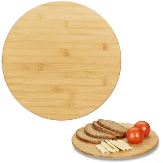 Relaxdays Drehteller, rund, 360° drehend, zum Servieren, Gewürze, Öl, Marmelade, Käse, Ø 32 cm, Bambus Drehplatte, natur, 1 Stück