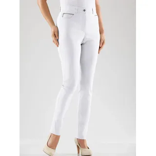 Stretch-Hose STEHMANN, Damen, Gr. 20, Kurzgrößen, weiß, 72% Viskose, 25% Polyamid, 3% Elasthan, unifarben, lang, Hosen Stretch-Hose