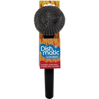 Dishmatic Scrubbee Spülbürste Edelstahl Topfreiniger für BBQ, Grill, Backofen - Küche Spülgriff mit Easy-Grip Griff
