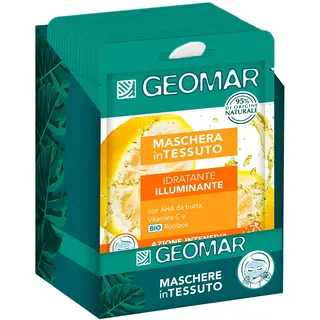 GEOMAR | Gesichtsmaske aus Stoff, Feuchtigkeitsspendende Beleuchtung, 95% Natürlicher Herkunft, Dermatologisch Getestet, Vegane Formel, 24 x 22 ml