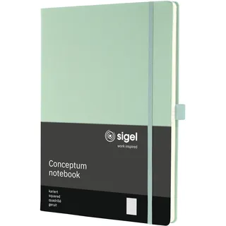 Sigel Notizbuch A4 kariert grün, Hardcover, 194 Seiten,, nachhaltiges Papier, mit Inhaltsverzeichnis, Stiftschlaufe, Falttasche, Gummibandverschluss, Conceptum ca. S. CO680