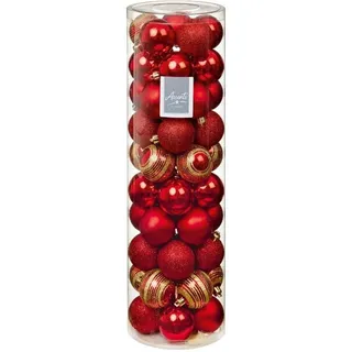 Weihnachtskugeln 60MM Multi Glitzer Oberfläche Rot mit Gold Packung 50
