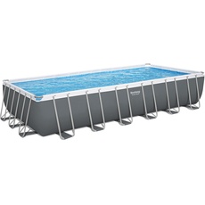 Bestway Power Steel Frame Pool Komplett-Set mit Filterpumpe 732 x 366 x 132 cm, grau, eckig